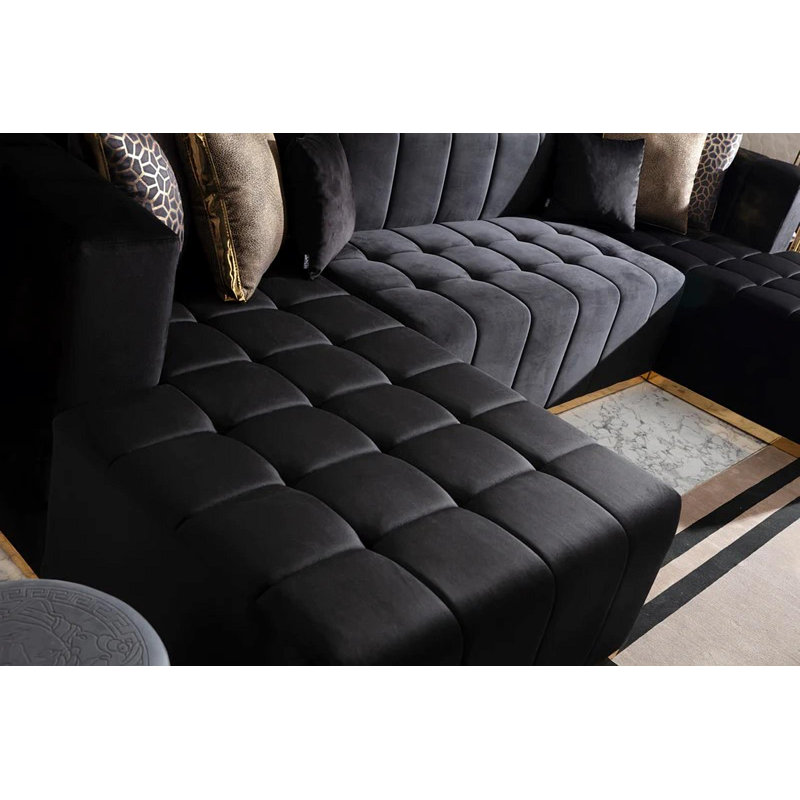 Canapé modulaire Awal, Velours noir