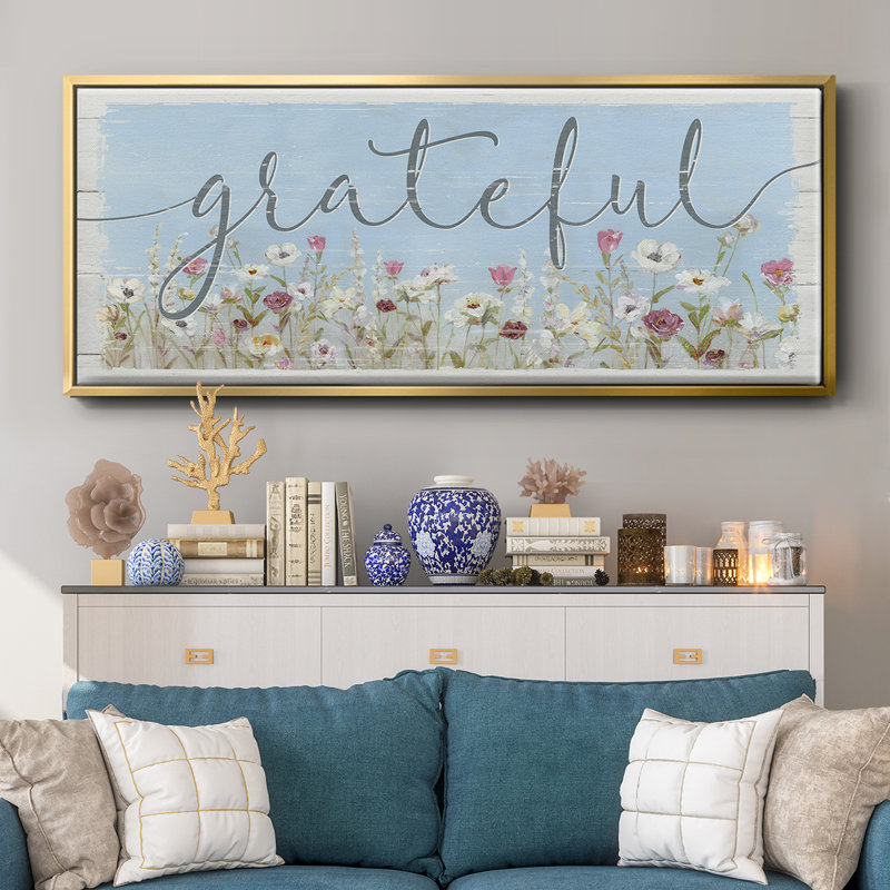 Bloomin Around Grateful- Framed Canvas
