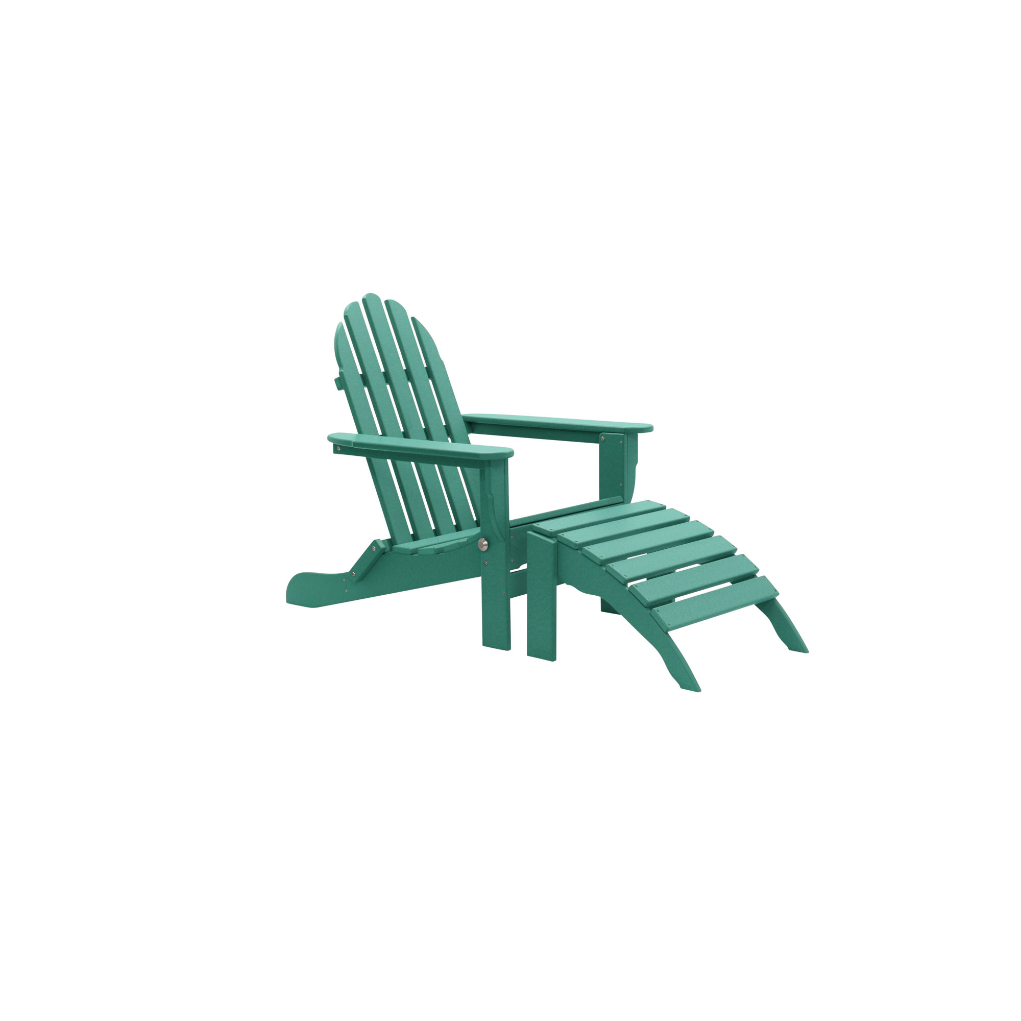 Leighton Foldable Outdoor Adirondack Chair With Ottoman, Aruba