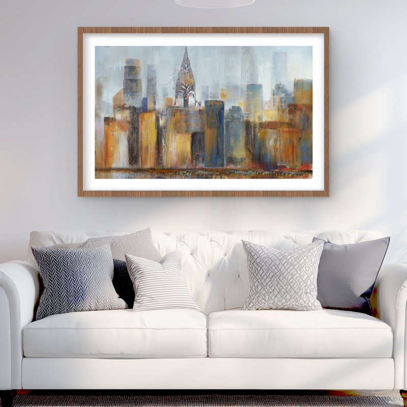 «Cityscape with Chrysler Building», impression encadrée moderne