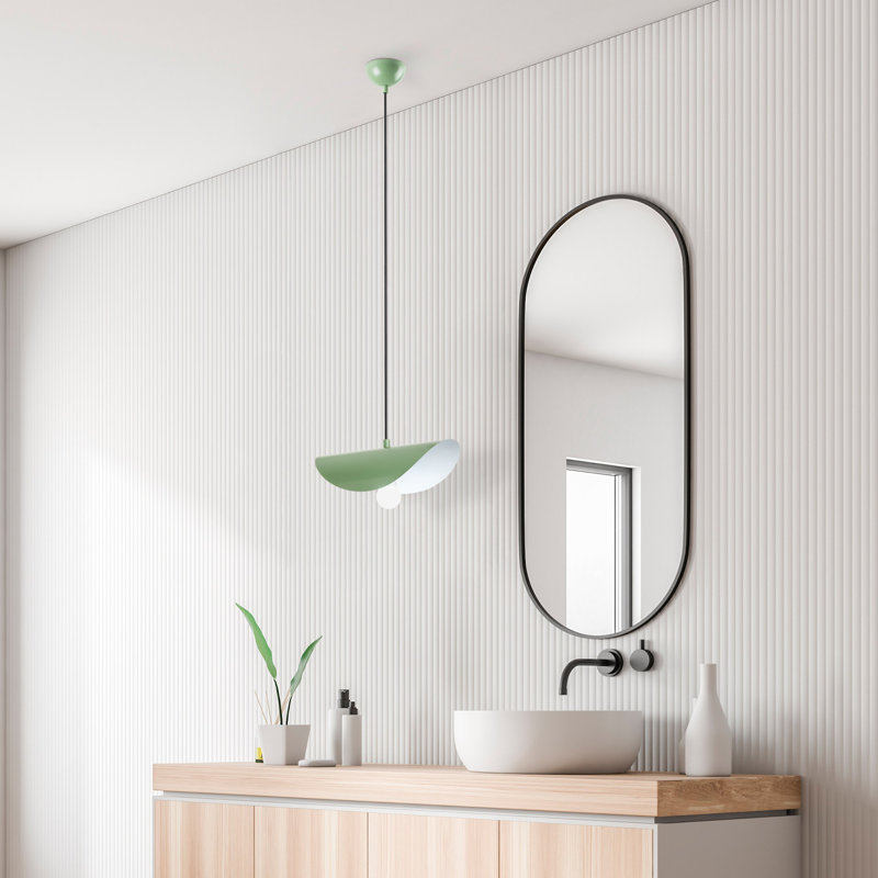 Lustre élégant en forme de menthe, hauteur réglable de 17 à 41,7 po, structure en métal, plaque de base de diamètre de 4 po x 2,8 po | 1 x douille E27 (40 W maximum, ampoule non incluse) | Parfait pour les salons et salles à manger modernes, design élégant