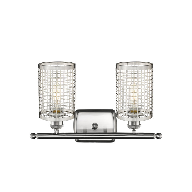 Éclairage pour meuble-lavabo à 2 lumières Jerine, Nickel satiné