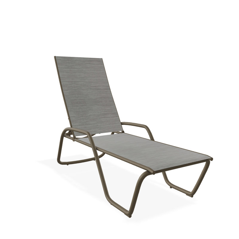Outdoor Rust-Resistant Metal Chaise Lounge, Textured Beachwood, Sicily