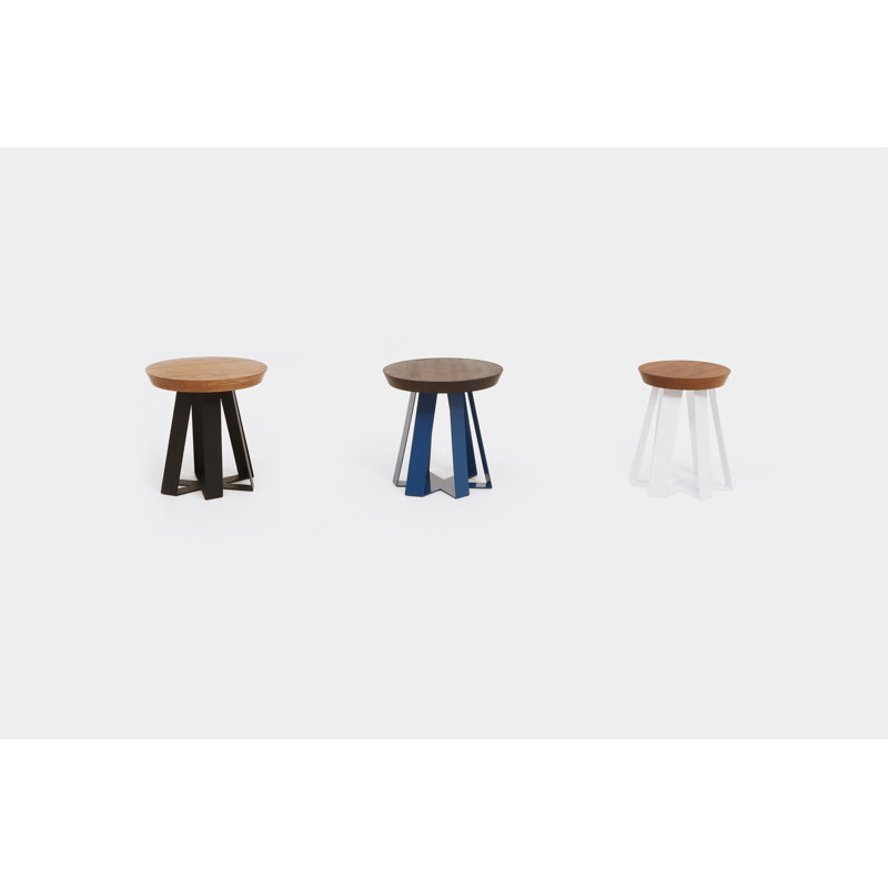 ARS Solid Wood End Table, Black, Walnut