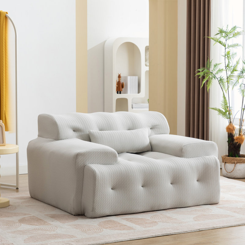 Boneless Sofa for livingroom, Beige Fabric