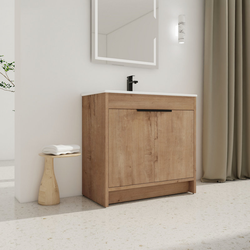 Tibold 35.99'' Single Bathroom Vanity with Ceramic Top