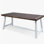 Outdoor Dark Brown Sandblast Finish Acacia Wood Dining Table with White Rustic Metal Finish Frame