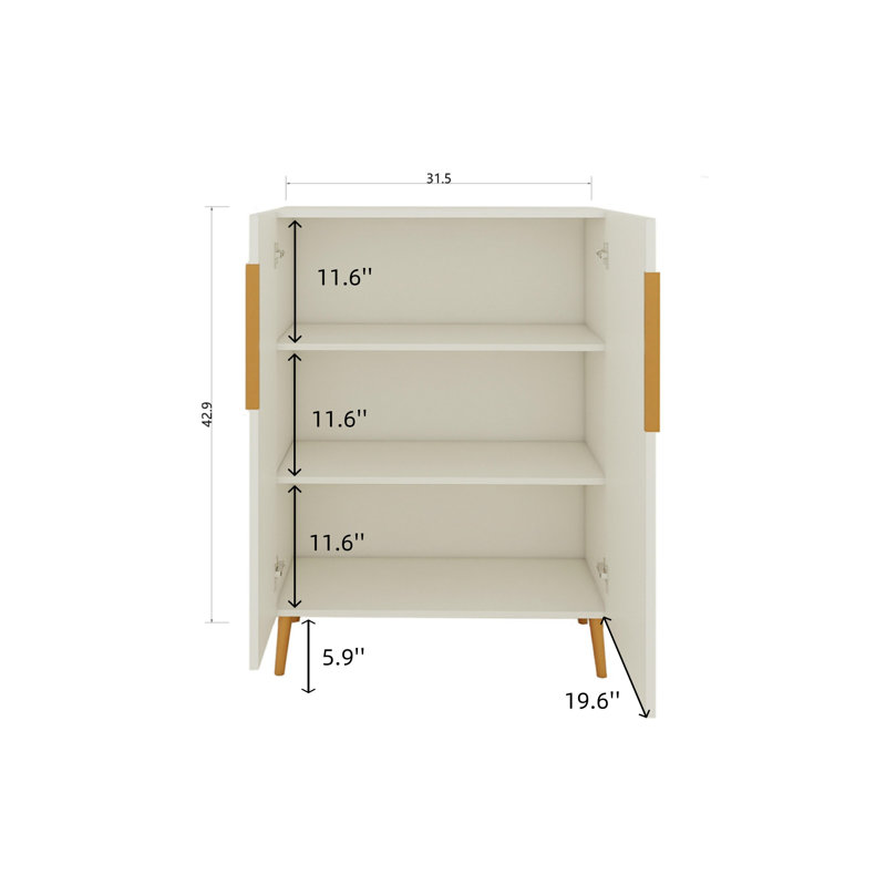 Modern White Sideboard With Gold Handles For Kitchen, Dining Room Furniture Organizer