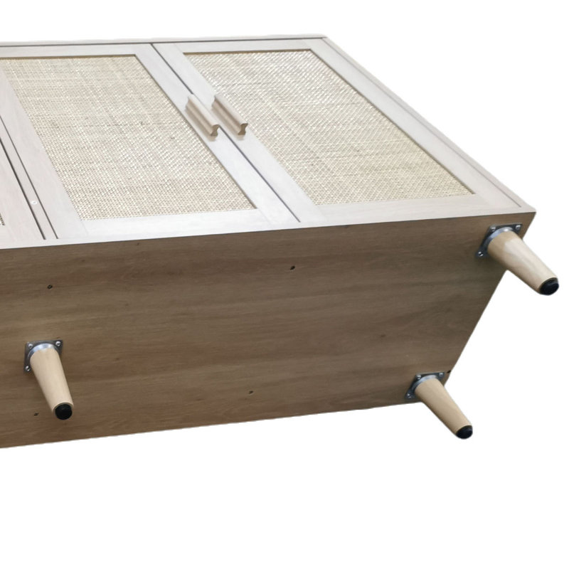Armoire de rangement élégante et fonctionnelle en rotin à 4 portes 62,20 po, pour la chambre à coucher, le salon, le bureau, facile à assembler (même SKU: W757133282)