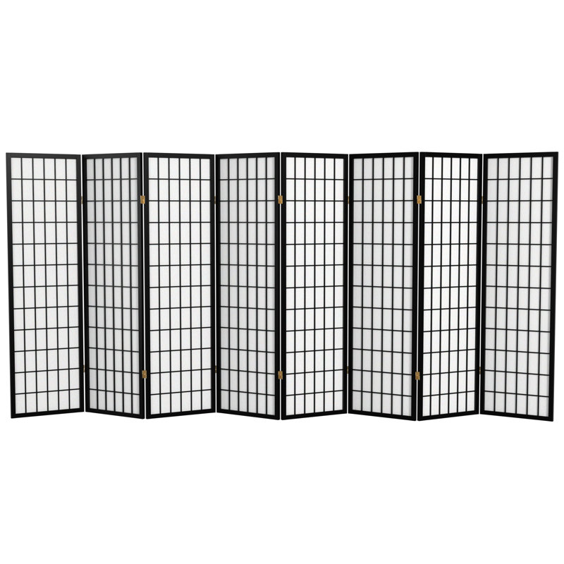 Paravent haut pliable 58,75 "Alex, Noir, 8 panneaux