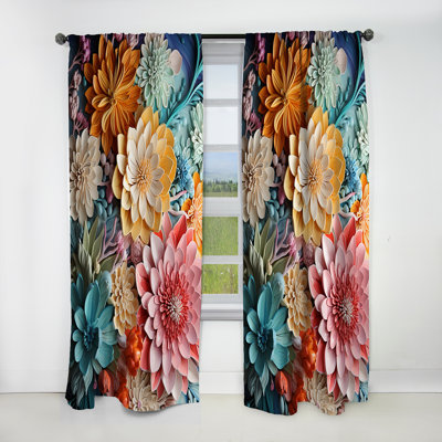 Coral Colorful Collage II - Coral Blackout Animal Print Curtain - 1 Panel