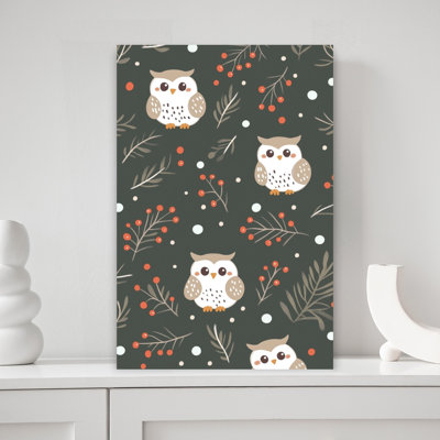 Mignon motif de hibou hivernal abstrait, impression d'art mural forêt contemporaine