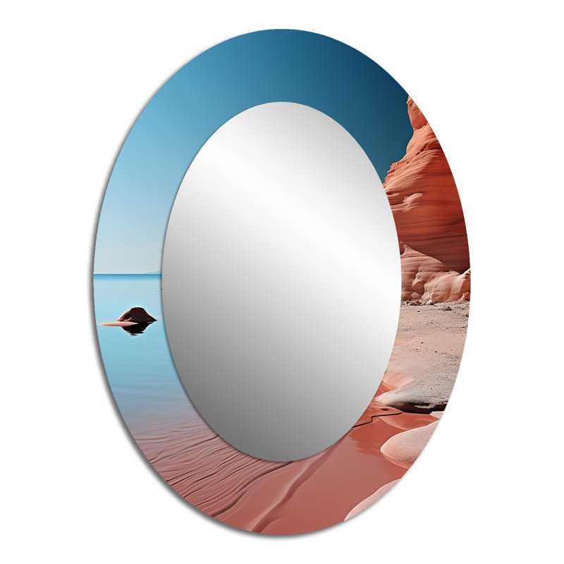 Coastal Minimalisme Photo II - Miroir mural côtier ovale, 40 po x 30 po