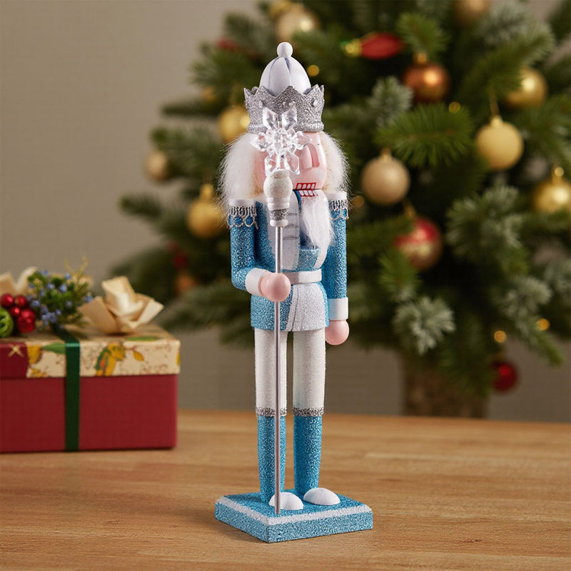 Christmas Wooden Snowflake King Nutcracker Figurine Decoration