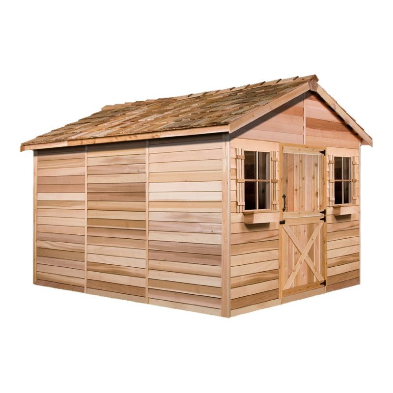 Cedarhouse 10ft W x 8ft D Western Red Cedar Wood Storage Shed, 112" H x 120" W x 144" D
