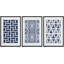 Carré bleu géométrique et formes abstraites à motifs abstraits, art bohémien bleu marine, 3 pièces-119461118-94434248-94434245