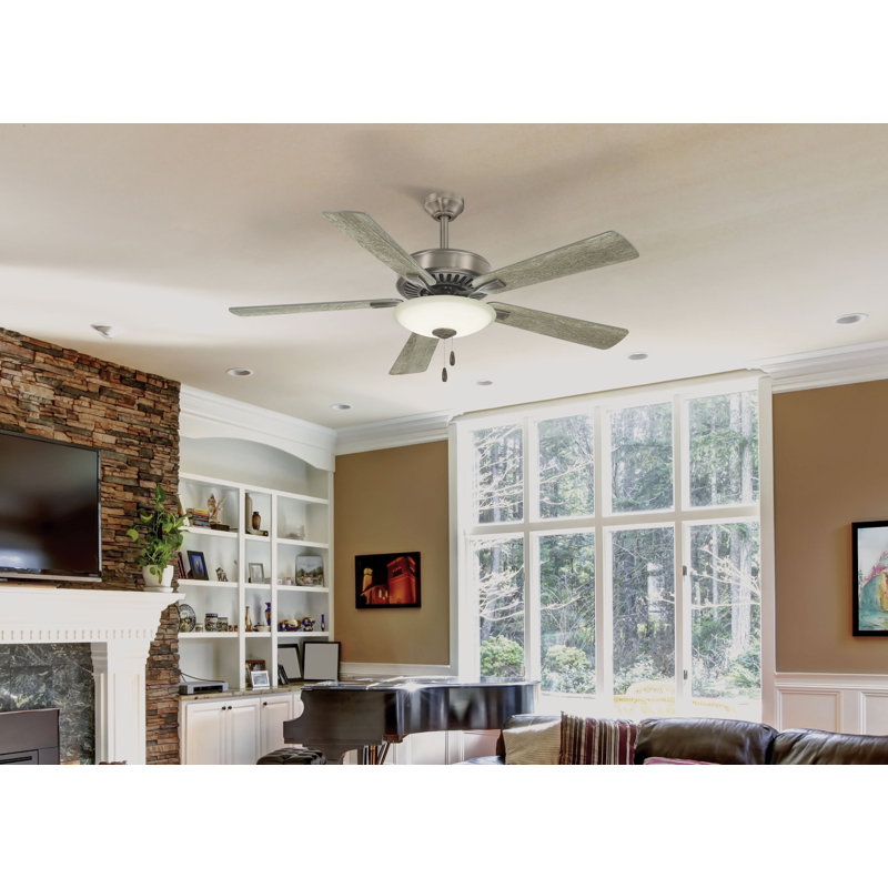 Ventilateur de plafond standard à 5 pales 52 po DEL avec chaîne de traction et ensemble d'éclairage inclus