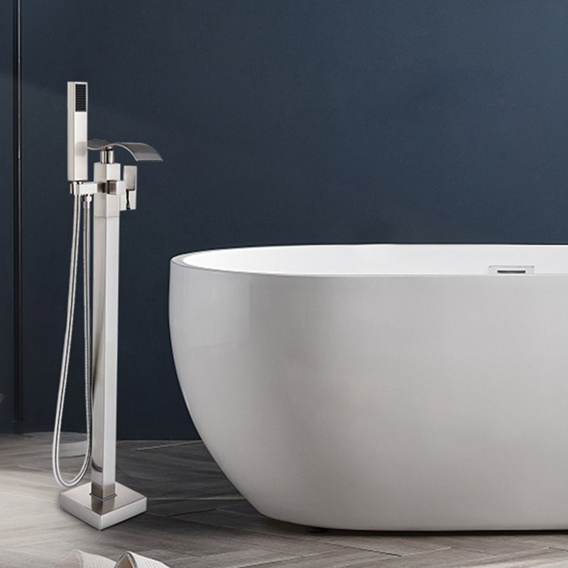 Floor Waterfall Faucet with Diverter, Brushed Nickel