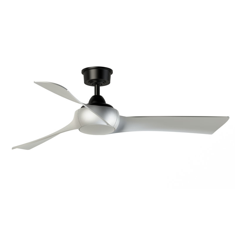 Wrap Custom 52 inch Indoor/Outdoor Ceiling Fan - Black with Brushed Nickel blades, Black With Brushed Nickel Blades