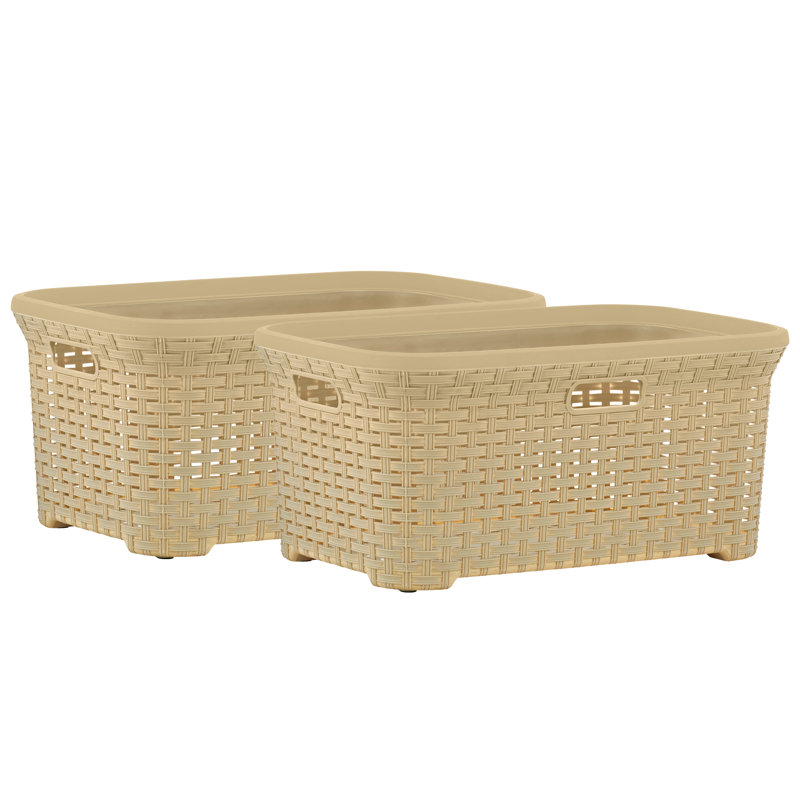 Wicker Laundry Basket, Beige