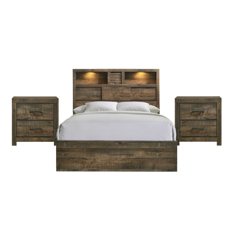 Picket House Furnishings Beckett Queen Bookcase 3PC Bedroom Set, Queen, 3 Pcs: Bed, 2 Nightstands