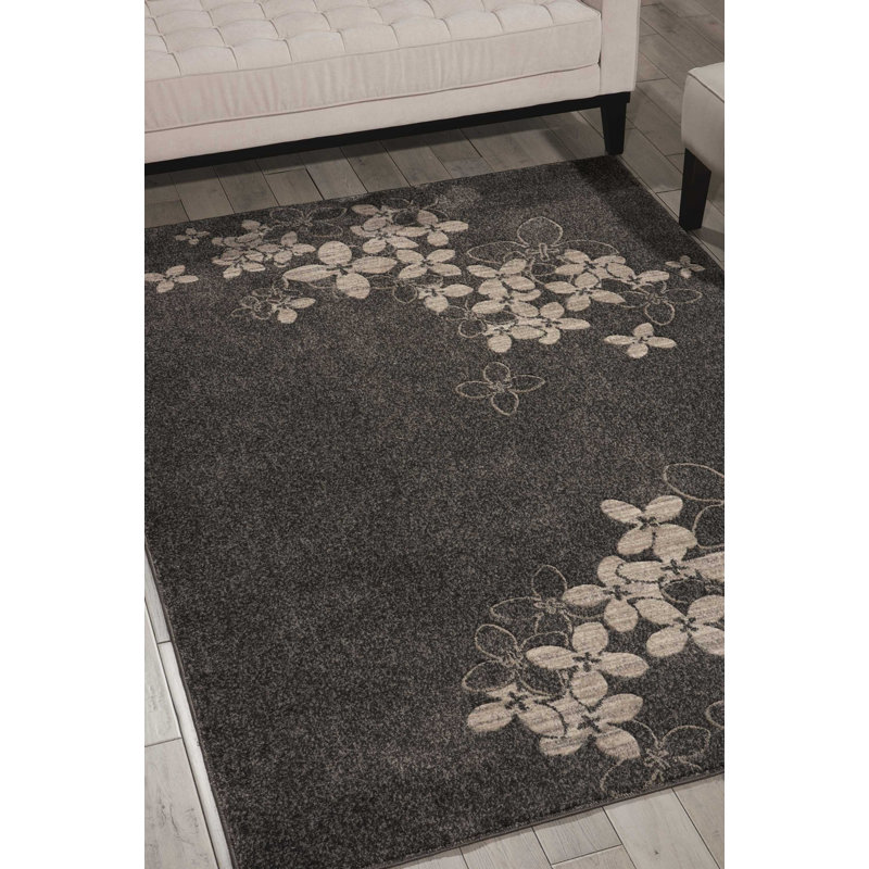 Tapis noir contemporain Ashli, Rectangle 5 pi 3 po x 7 pi 3 po
