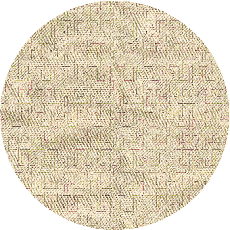 Tapis 100% à motif lavable à la machine 2989 2, Rond 3 pi