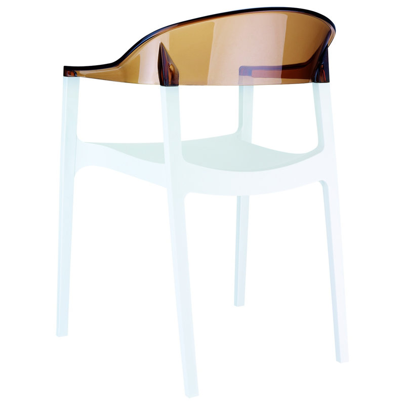 Fauteuil de salle à manger Stella, Blanc / ambre transparent