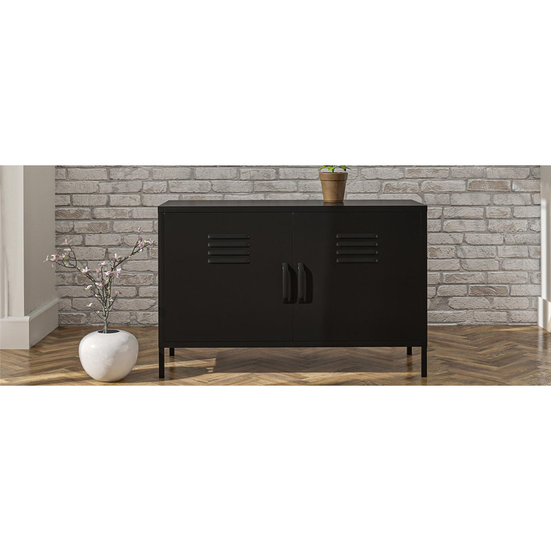 2-door metal locker accent cabinet, Black