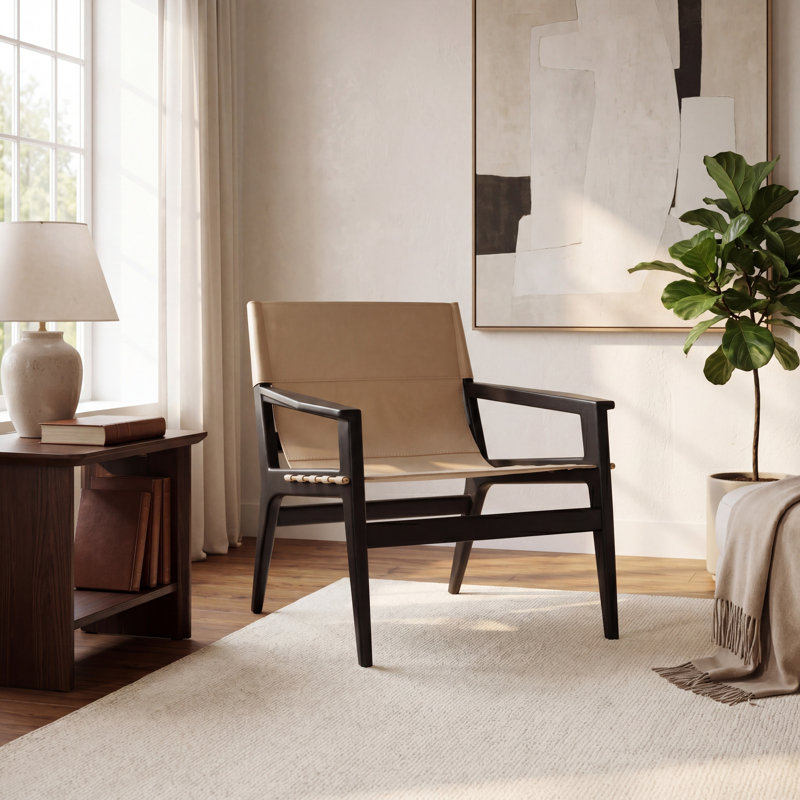 Fauteuil Tesso, Cuir véritable blanc, Noir