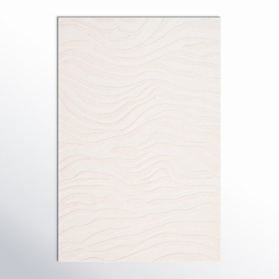 Burleson Abstract Hand Tufted Wool Area Rug in Ivory