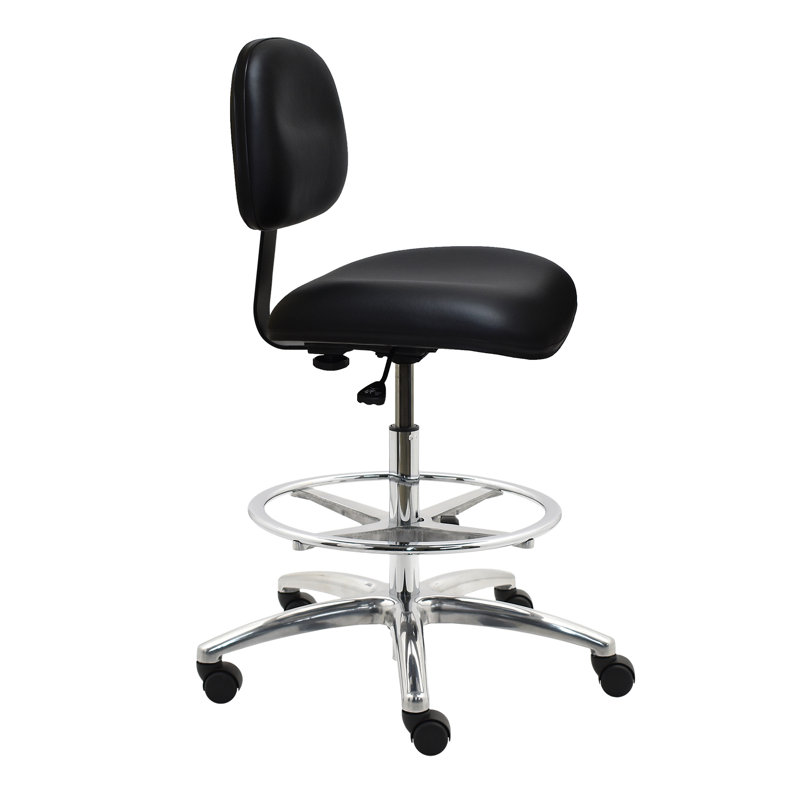 Inbox Zero Luiza Vinyl Drafting Chair, Noir
