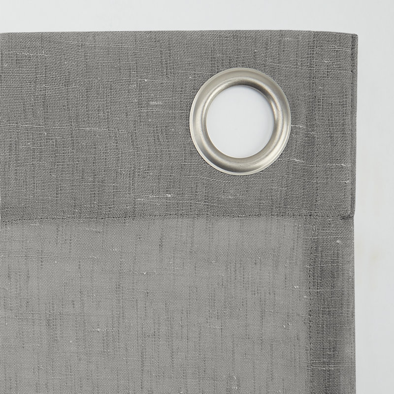 Panneau de rideau semi-diaphane avec œillets Akari, Gris, L 52 po x L 95 po
