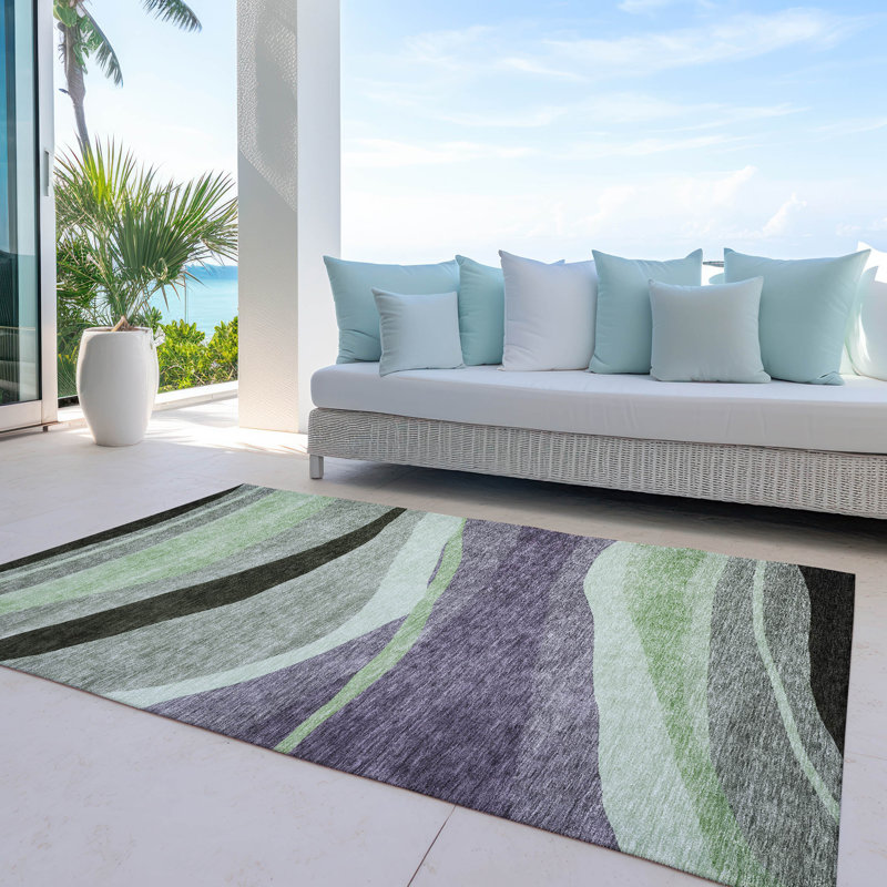 Tapis mauve intérieur / extérieur lavable à la machine ACN1098, Rectangulaire 3 pi x 5 pi