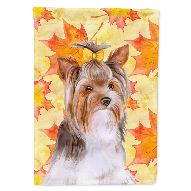 Automne 2 côtés en polyester 15 x 11 po drapeau de jardin, Yorkshire terrier #2