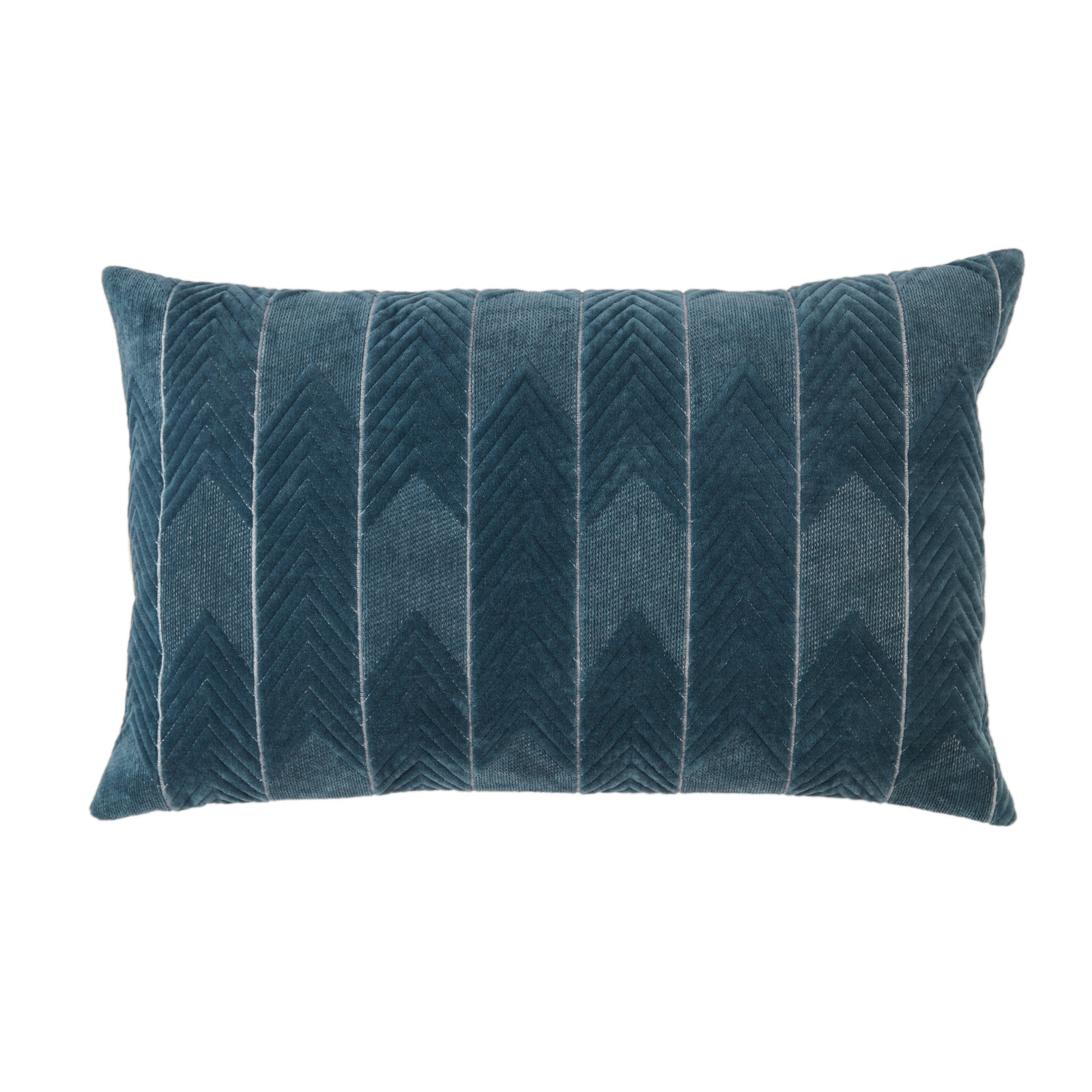Ryans Embroidered Cotton Lumbar Throw Pillow, Down, Blue, Rectangle 13" H x 21" W