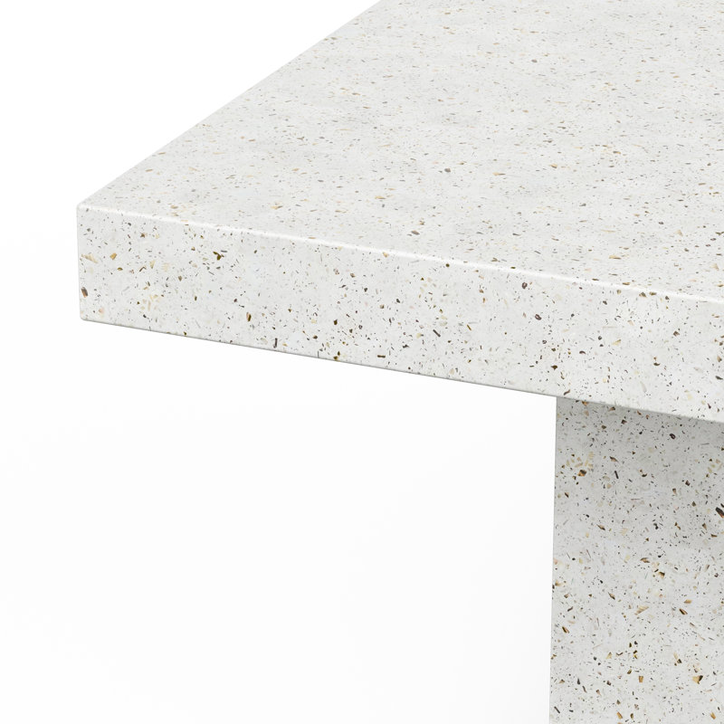 Table de salle à manger Kareen, L 82,75 po x l 39,25 po, Table standard (hauteur de 30,5 po), Ivoire Terrazo