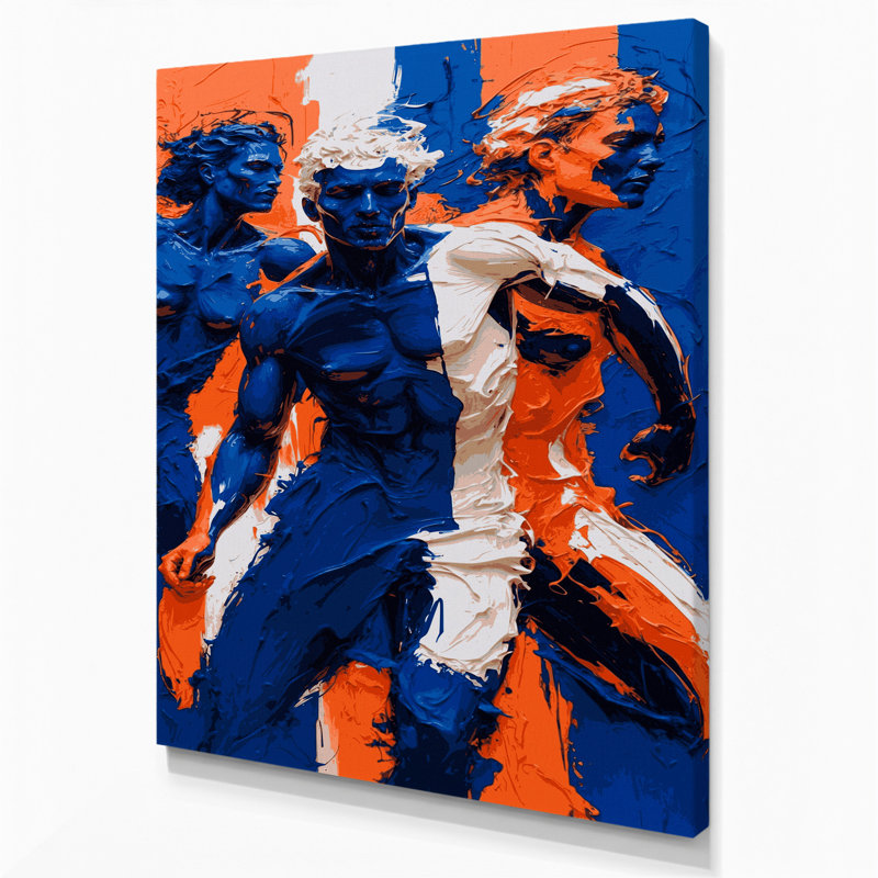 Abstrait art figuratif sur toile bleu 76, H 14 po x l 11 po