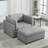 Linen 50" Wide Oversized Armchair with Ottoman-236306651