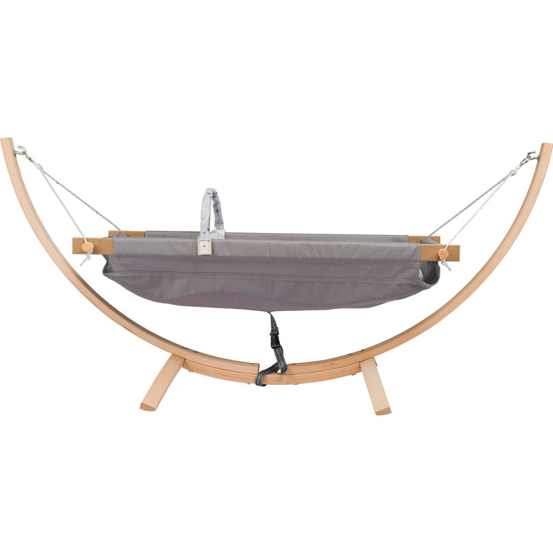 Premium Baby Hammock with 100% Cotton Fabric, Grey Color, 53.1 x 22.0 x 22.0 inches | Sturdy 100% Wooden Frame Supports Up to 44 lbs | Ideal for Infants 24 Months+, Safe & Comfortable Sleep Solution
