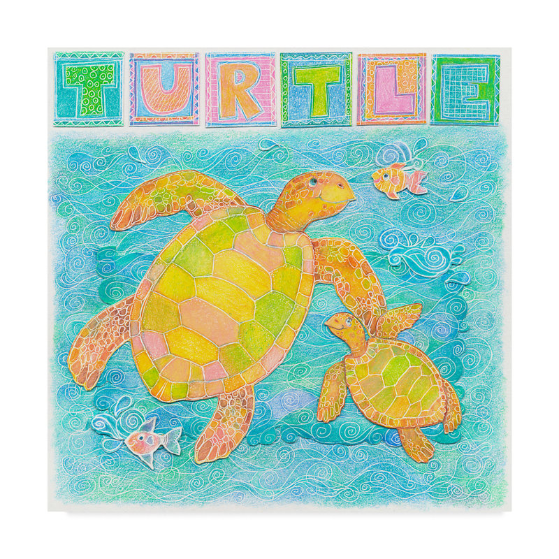 « turtle ludique », art sur toile, H 24 po x l 24 po x P 2 po