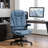 HOMCOM High Back Vibration Massage Office Chair With 6 Vibration Points, Heated Reclining PU Leather Computer Chair With Armrest And Remote, Blue-536780990