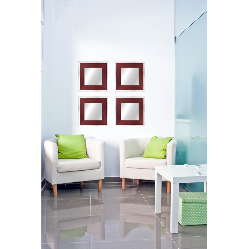 Bois naturel, 22,5 po x 22,5 po, Blanc /Rouge