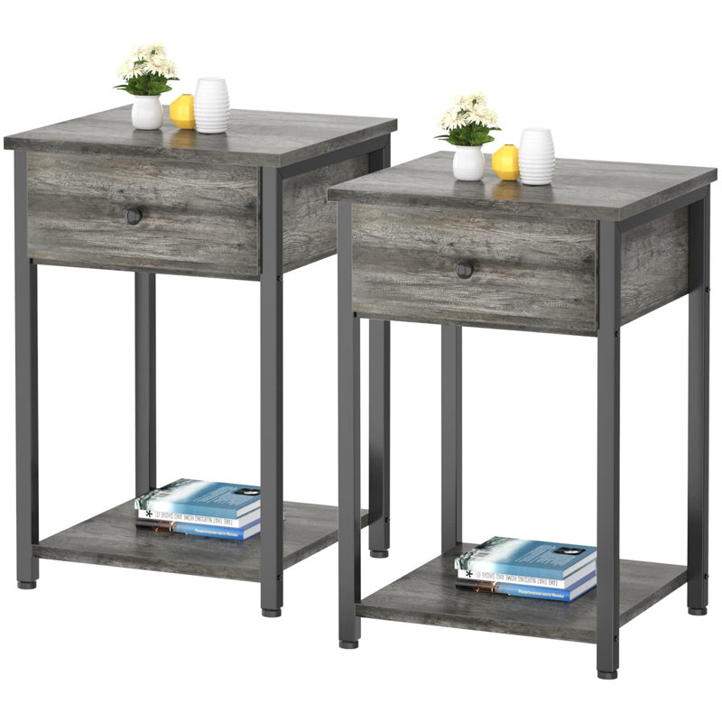 Ensemble de tables de bout Jhalia, Noir, Gris clair