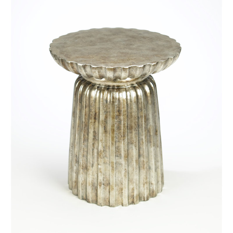 Table de bout à pied Bineau, Argent antique brossé