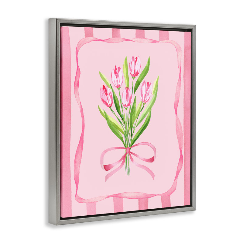 Cadre flottant avec jolies tulipes, design par Nina Jacobs, H 31 po x l 25 po, Cadre flottant gris lustré