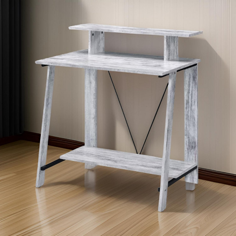 Writing Desk With Upper Shelf, Antique White