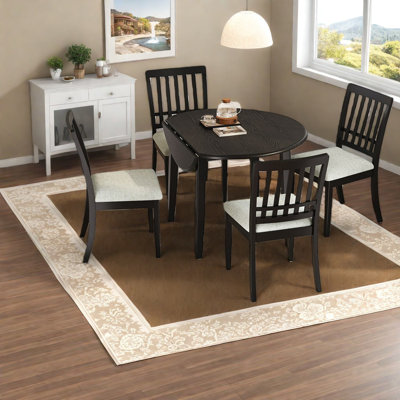 Ensemble de tables de salle à manger 5 pièces peu encombrantes, en bois noir, de style moderne pour les petites maisons