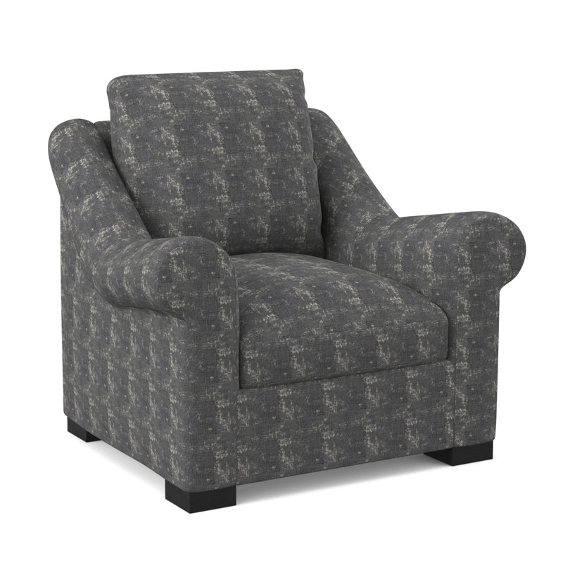 Canyon Sunbrella® and Boucle Armchair, Elise Harbor 100% Polyester, Espresso