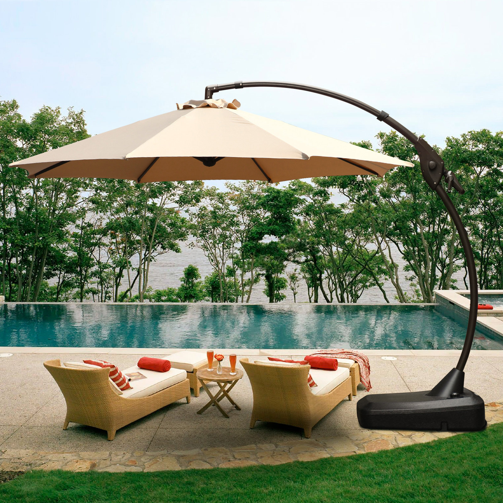 12 Foot Offset Umbrella DEMO ITEMS 10 Ft / 11 Ft / 12 Ft / 9 X 12 Ft